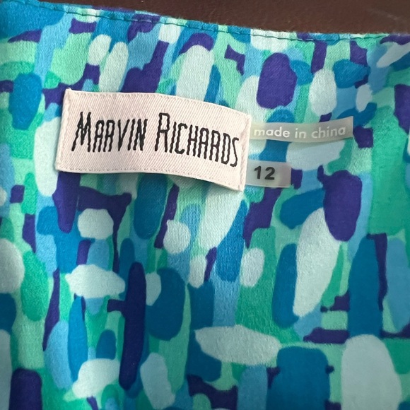 Marvin Richards Dress Womens 12 Blue/green Design Pencil Belted Sleeveless - Picture 4 of 4